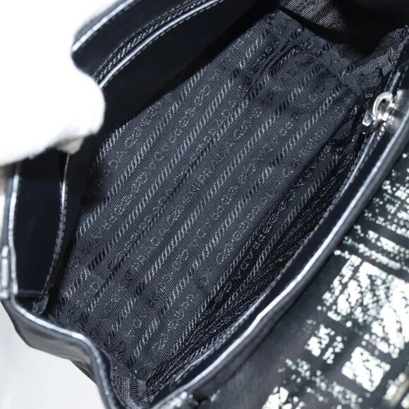 PRADA Hand Bag Nylon Leather 2way Black Silver Auth 116542AM - Picture 11 of 16
